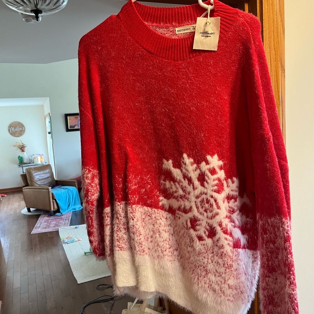 Red and White Snowflake Sweater